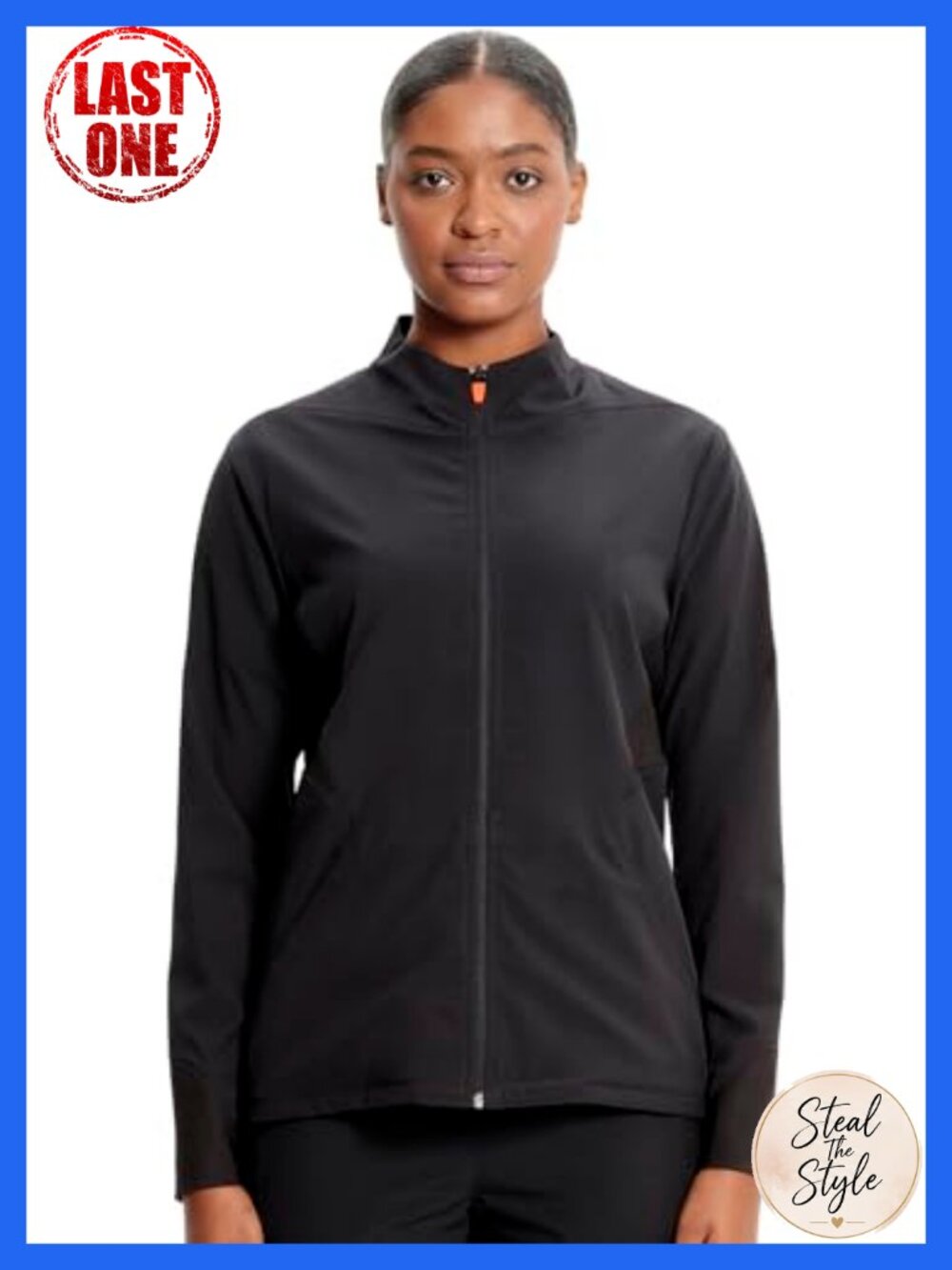 Women's Zip Front Scrub Jacket Contemporary Fit Polyester Spandex Medical